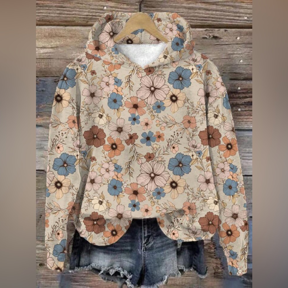 Floral Spring Lightweight Hoodie, New Without Tags, Size M